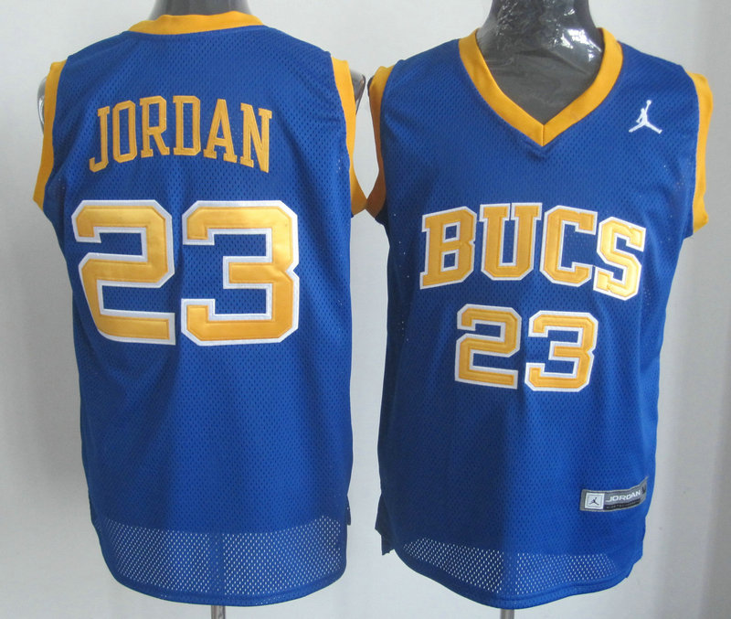 Laney Bucs High School 23 Michael Jordan Authentic Retro Blue Jersey